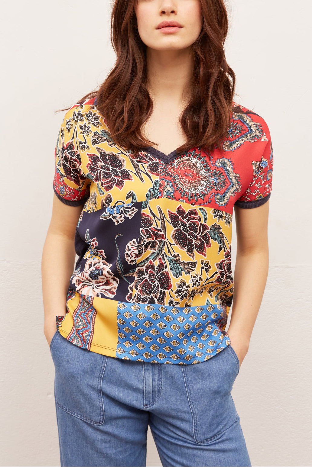 JOELLE - Tee-shirt imprimé bimatière Faume - seconde main