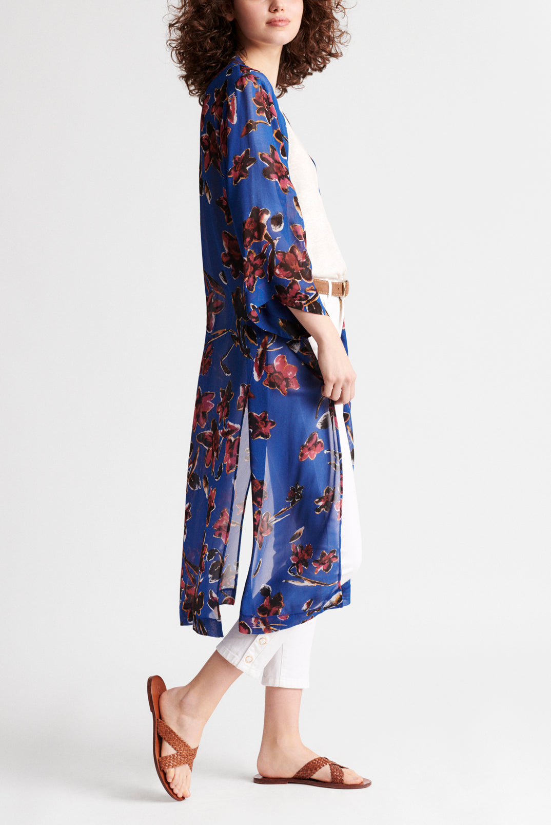 NAYLA - Gilet long et fluide à imprimé floral Faume - seconde main