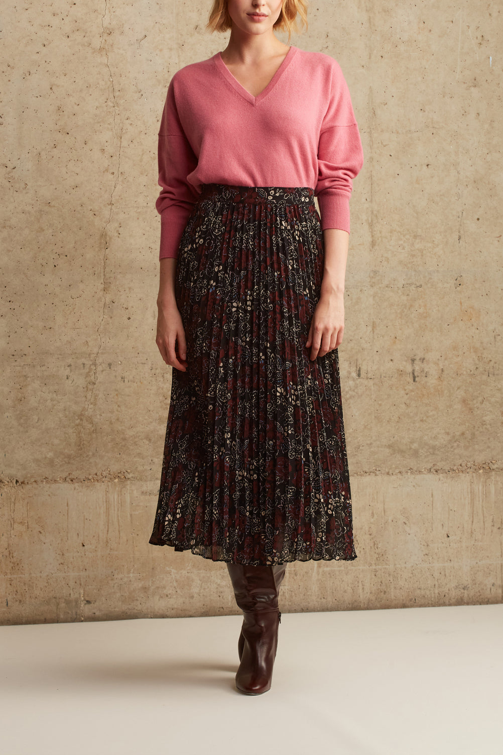 Jupe midi plissée à motif papillon - BALMA Faume - seconde main