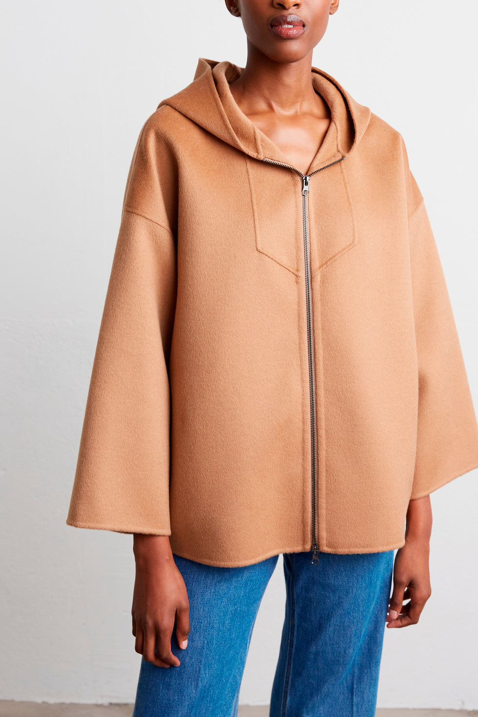 Manteau zippé oversize en laine - SARAH Faume - seconde main