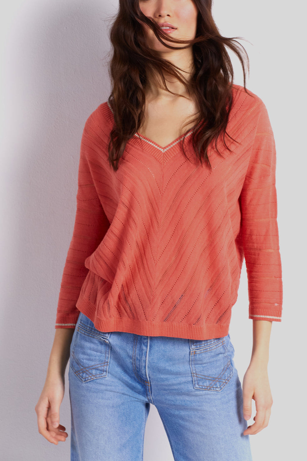 Pull V en maille ajourée - LAELIA Faume - seconde main