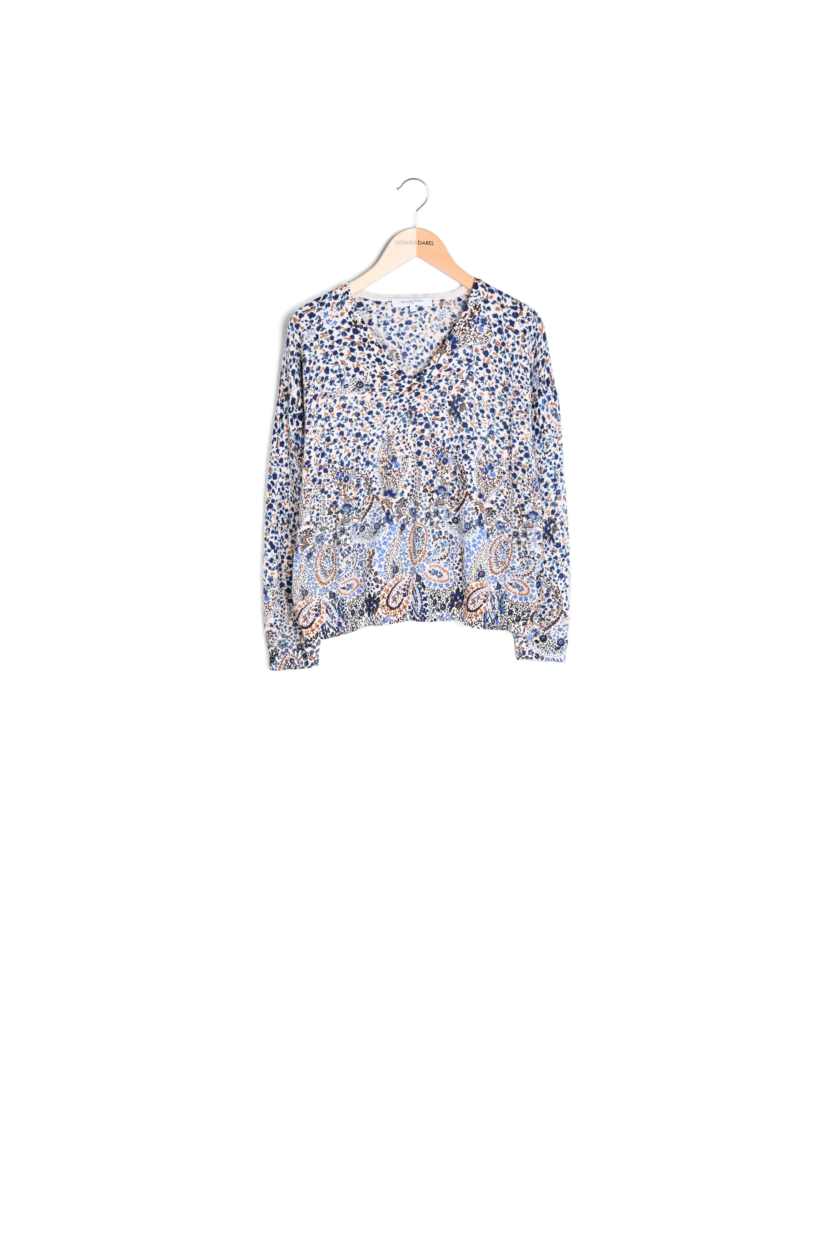 Pull V en laine à l'imprimé fleuri - LIAM Faume - seconde main