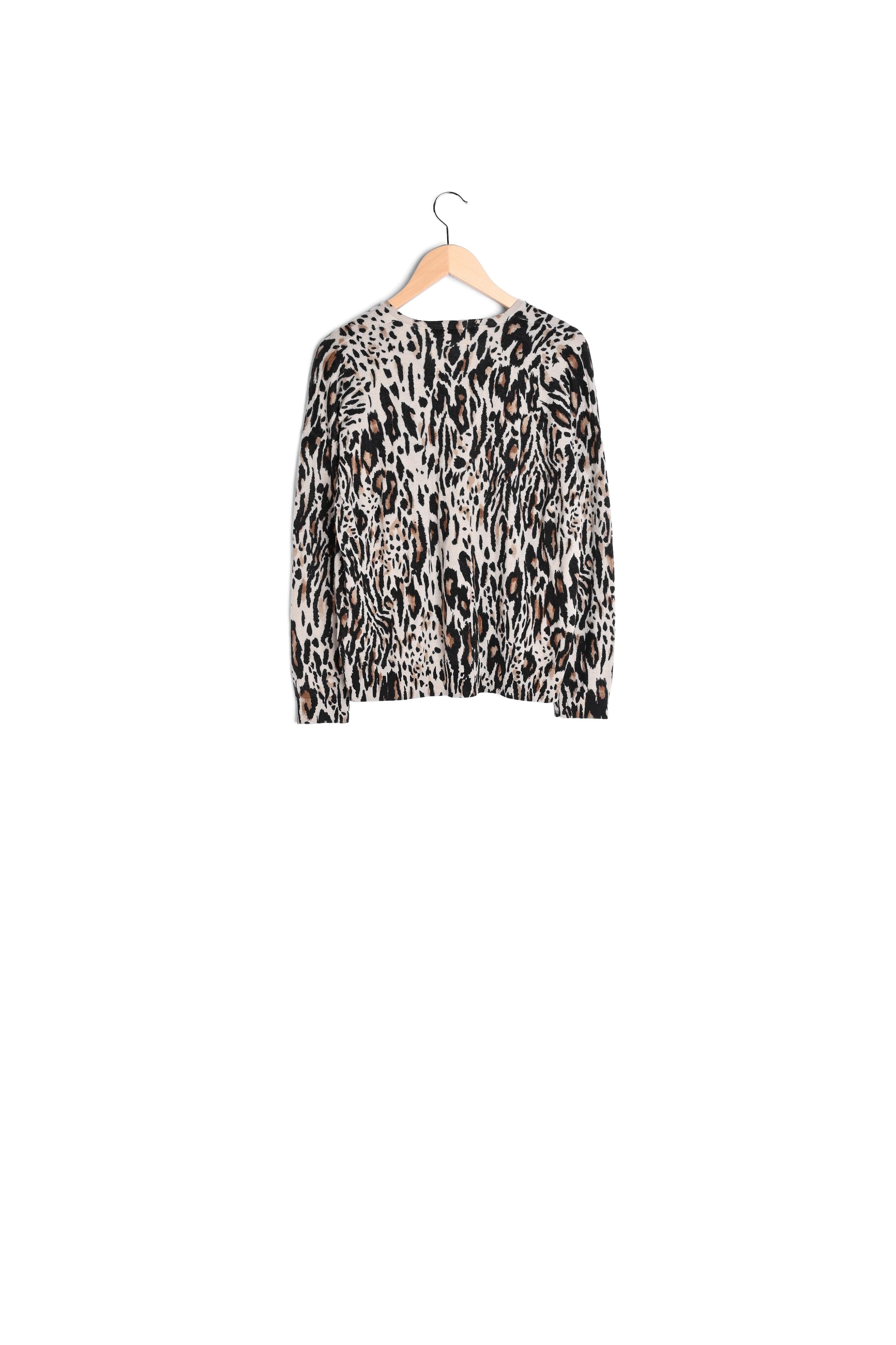 Pull V en laine imprimé léopard - LIAM Faume - seconde main