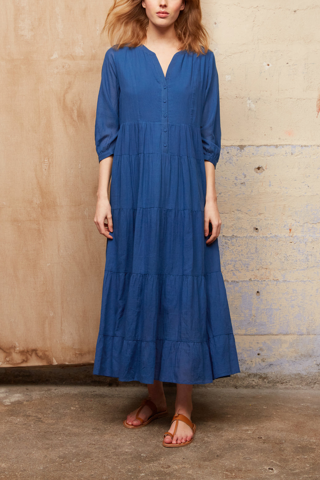 SEONA - Robe-chemise longue en coton Faume - seconde main