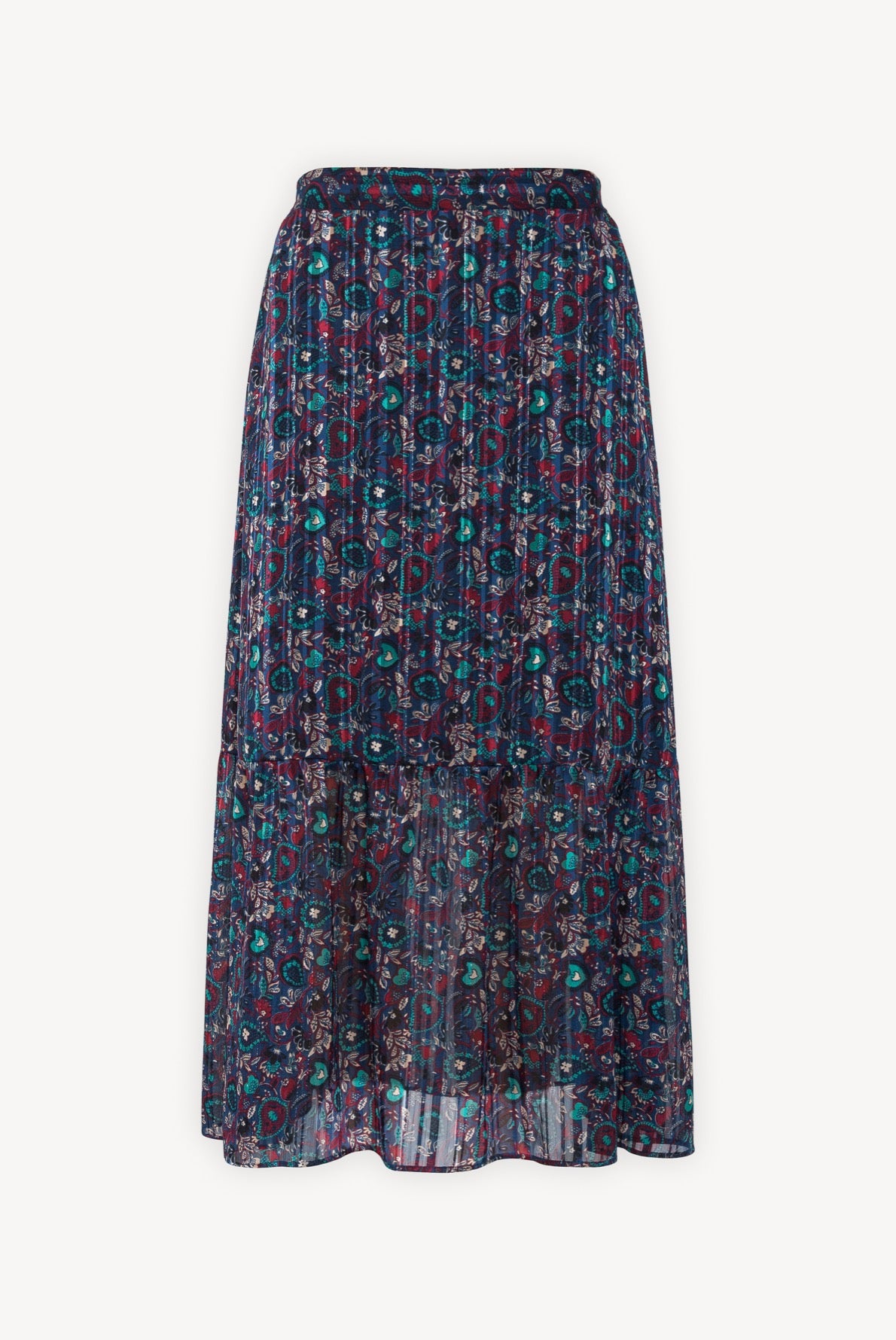 TERRY - Jupe longue en mousseline imprimée et Lurex Faume - seconde main