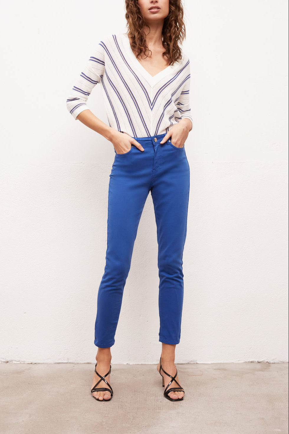 MYRIAM - pantalon slim 7/8 en coton stretch Faume - seconde main