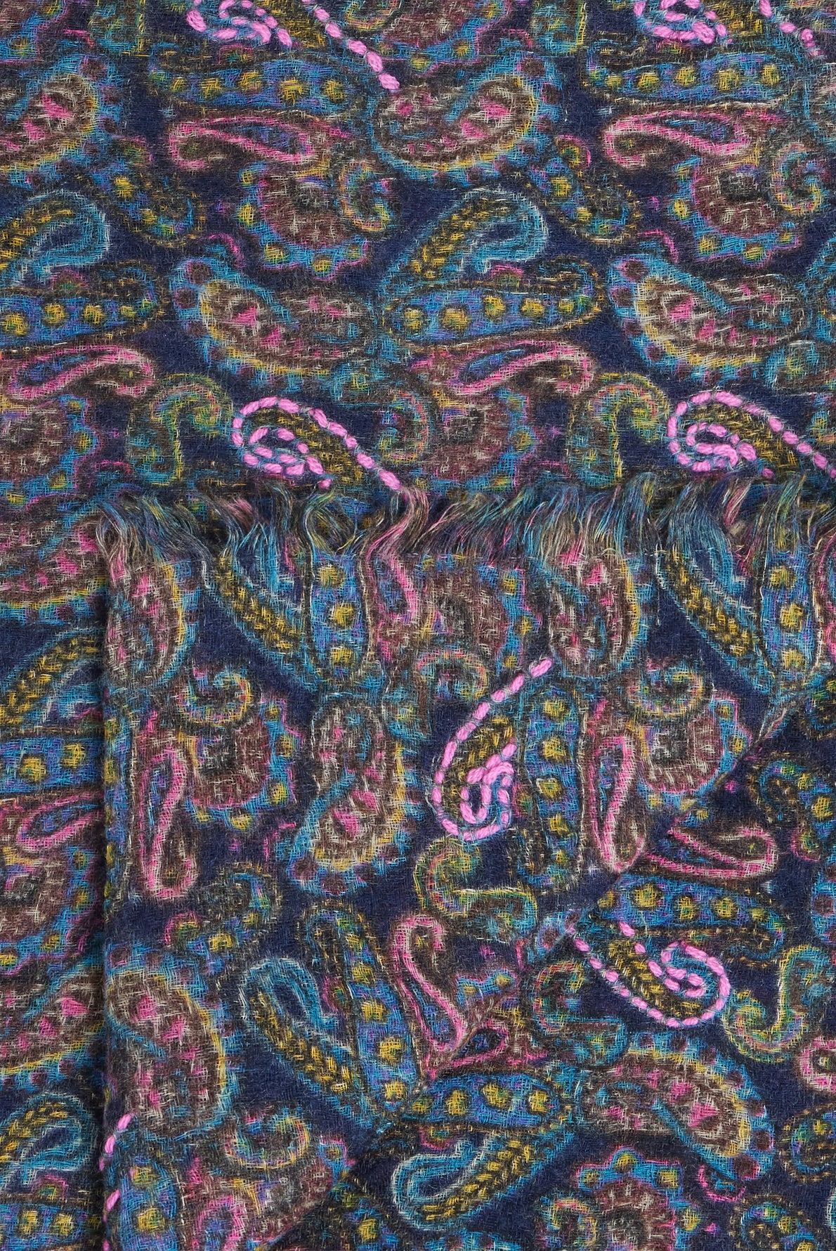 Grande écharpe brodée à motif cachemire - GENA Faume - seconde main