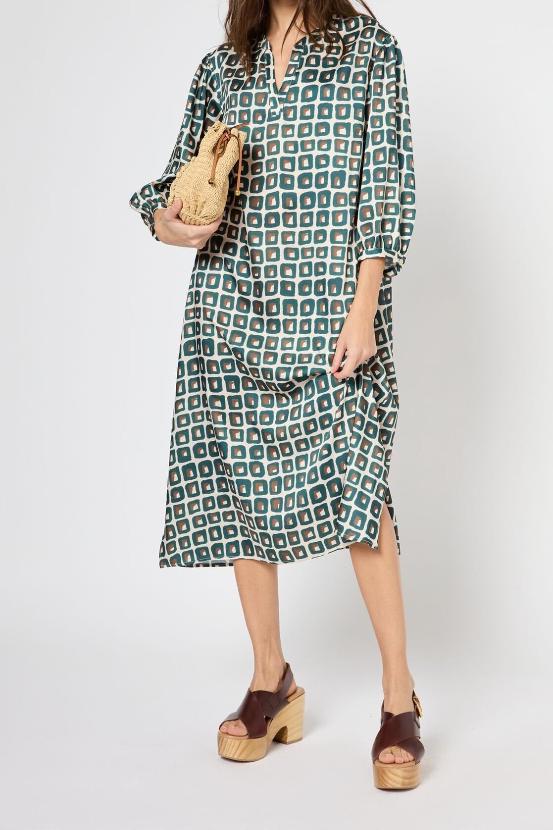 Robe midi à imprimé géométrique - PIETRA Faume - seconde main