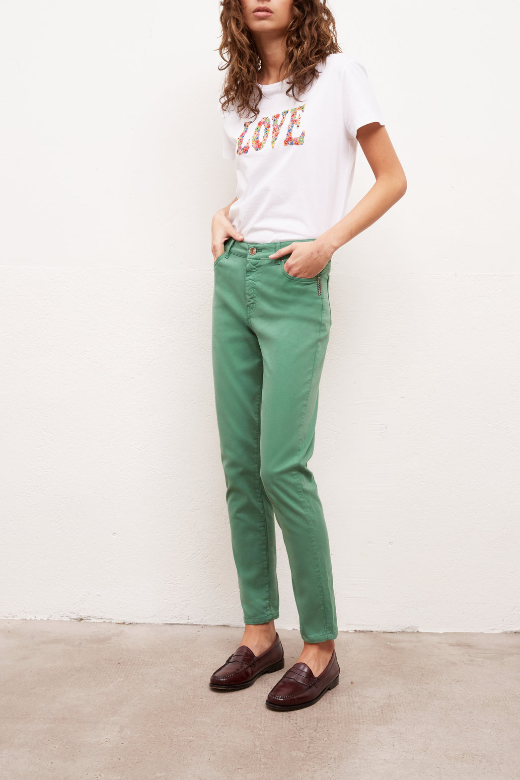 MAYA - Pantalon 5 poches en coton Stretch Faume - seconde main