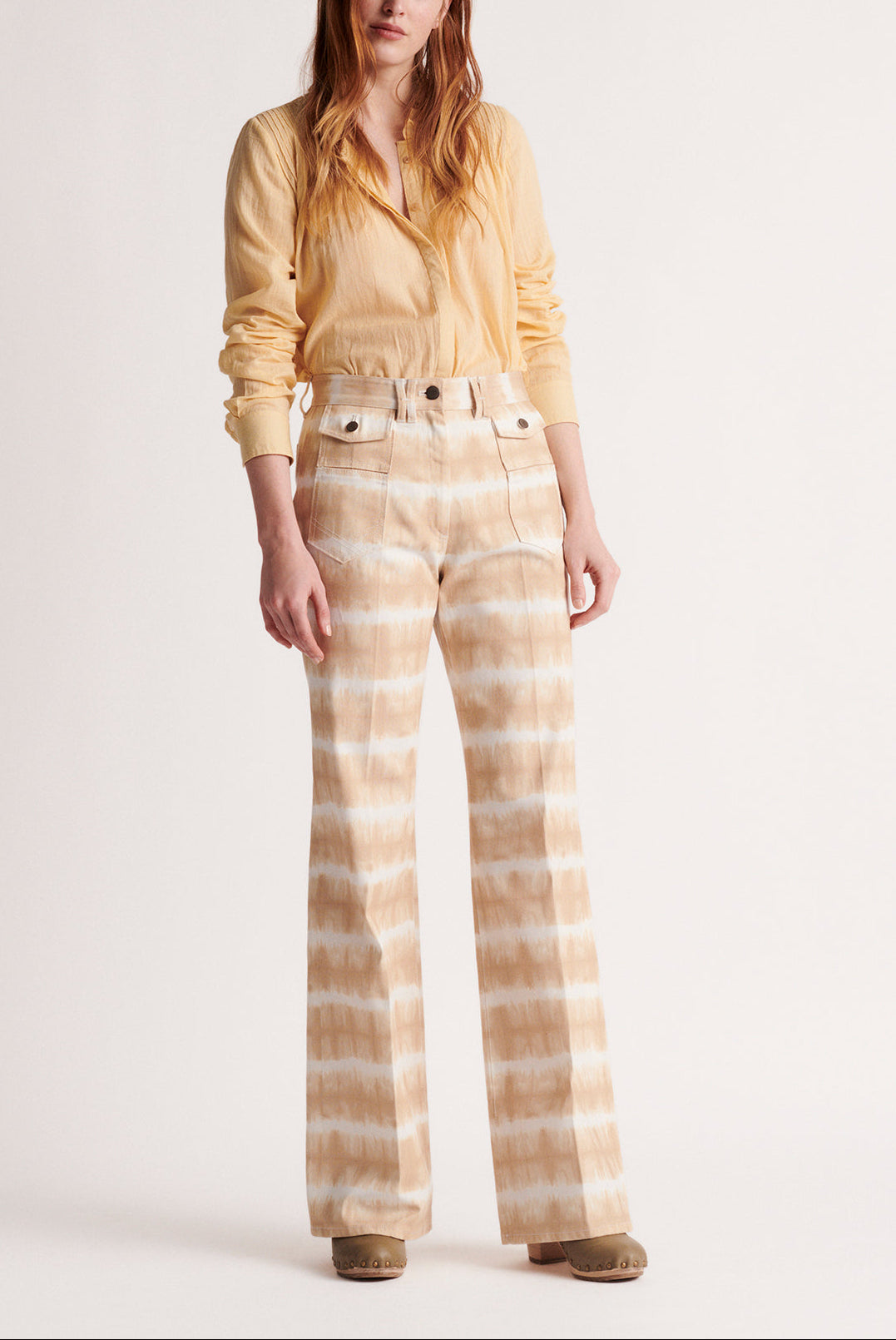 ANNA - Pantalon large taille haute tie and dye Faume - seconde main