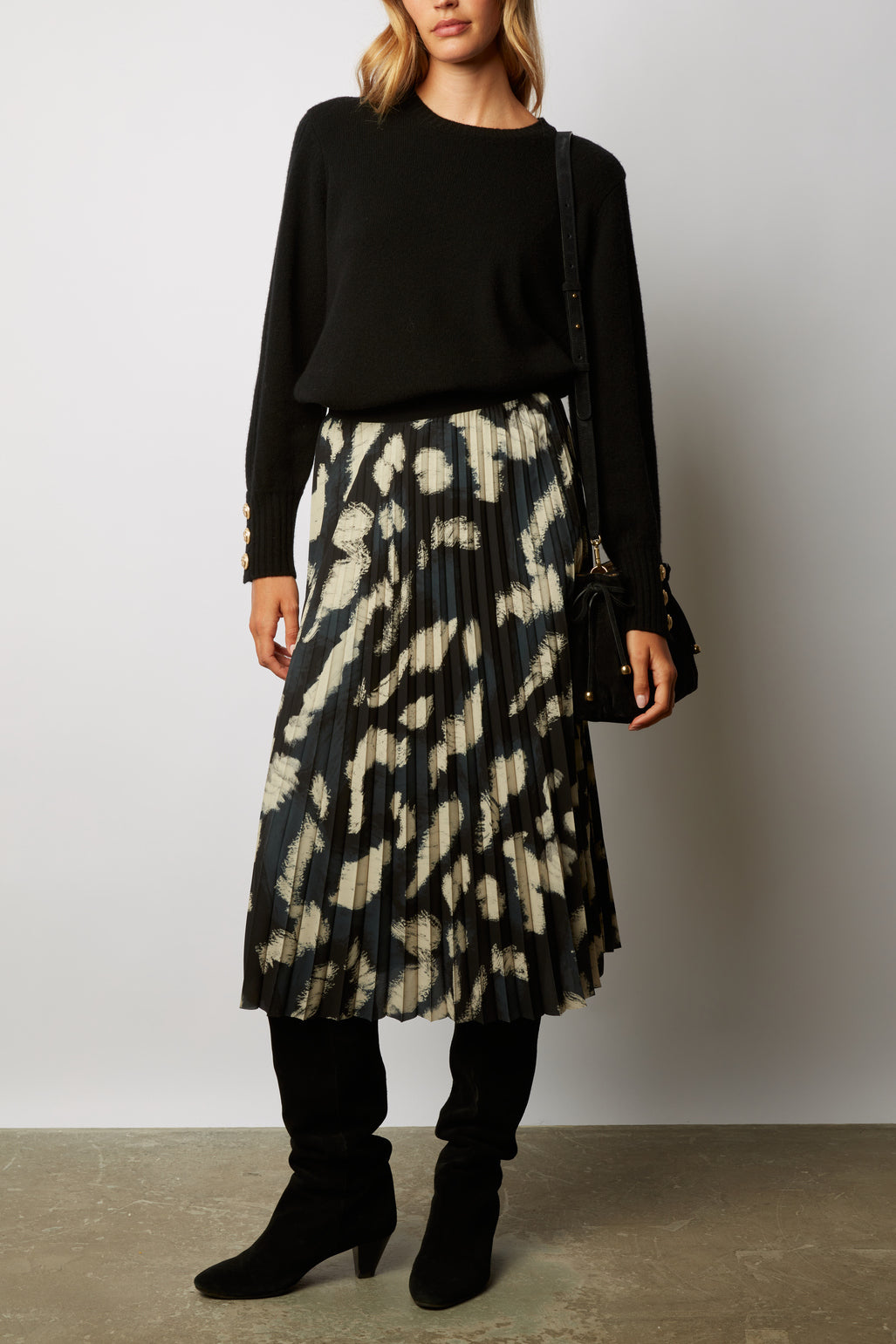 Jupe midi plissée à imprimé contrasté - BALKISS Faume - seconde main