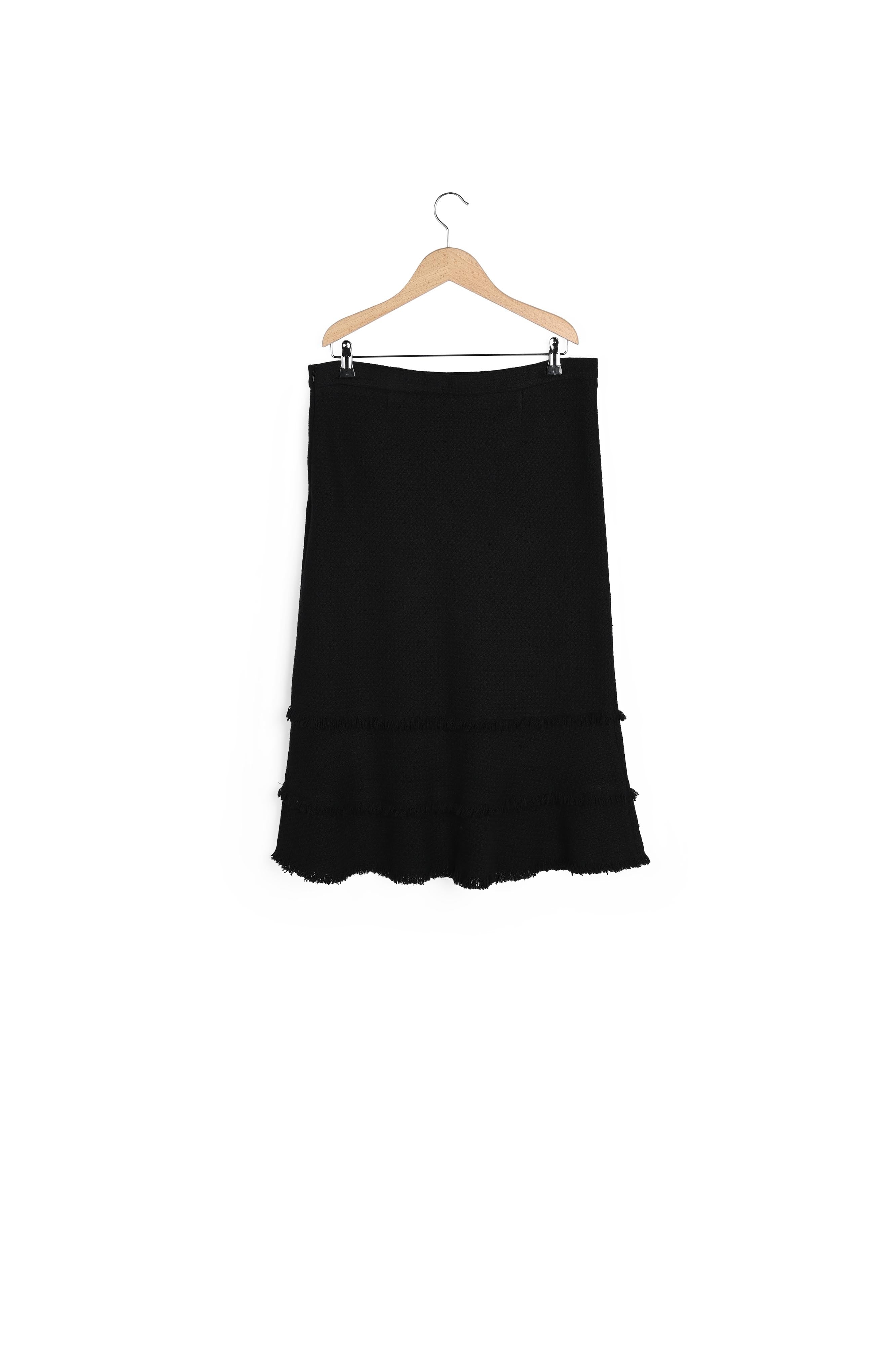 Matilda - Jupe trapèze en tweed à franges Faume - seconde main