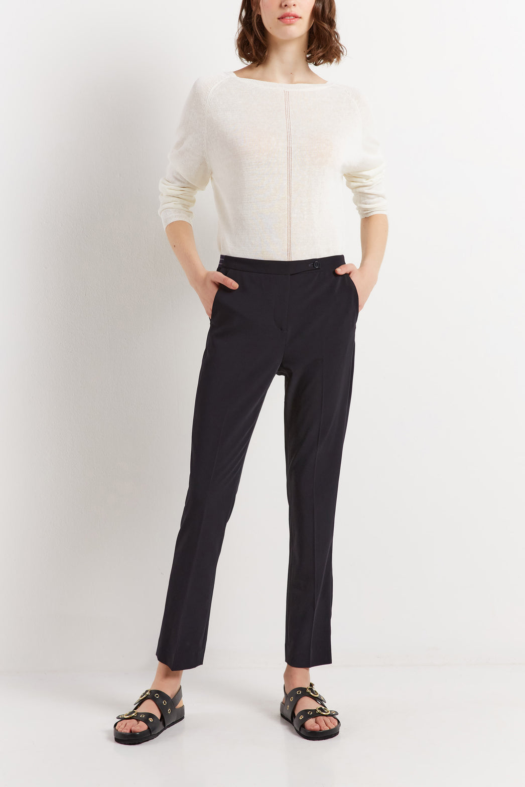 Pantalon de tailleur 7/8 en crêpe Faume - seconde main