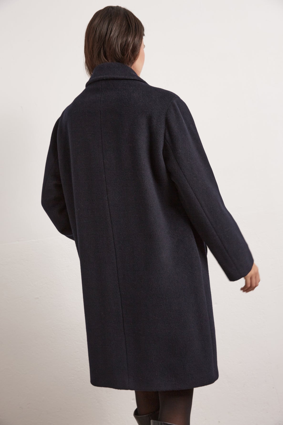 SARA - Manteau droit en laine vierge et angora Faume - seconde main