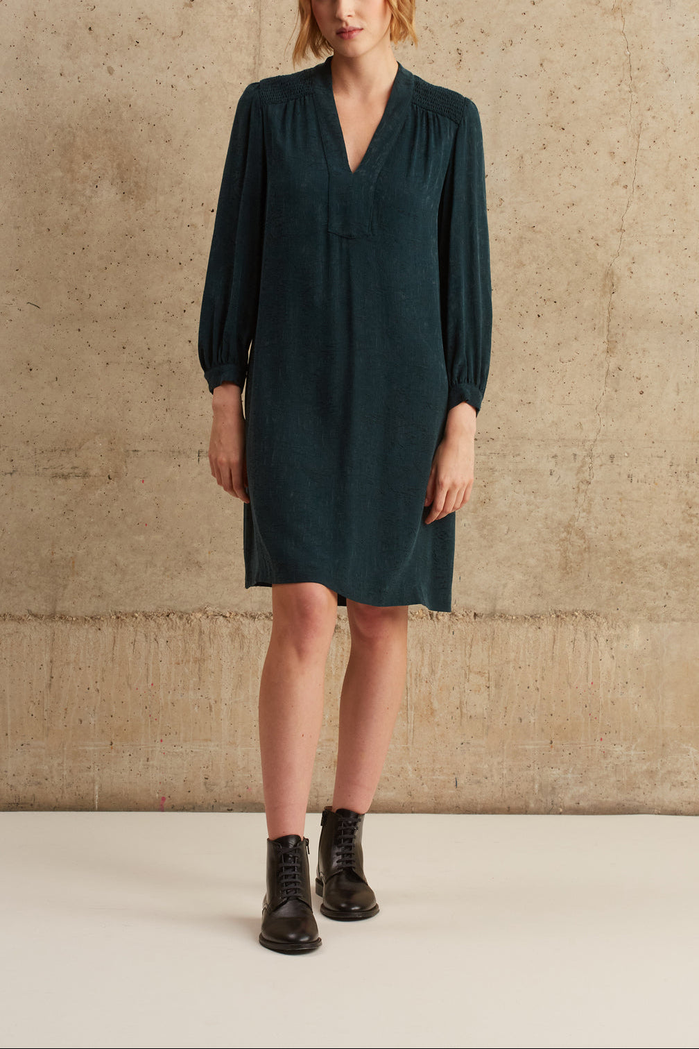 Robe trapèze à smocks - JAIMIE Faume - seconde main