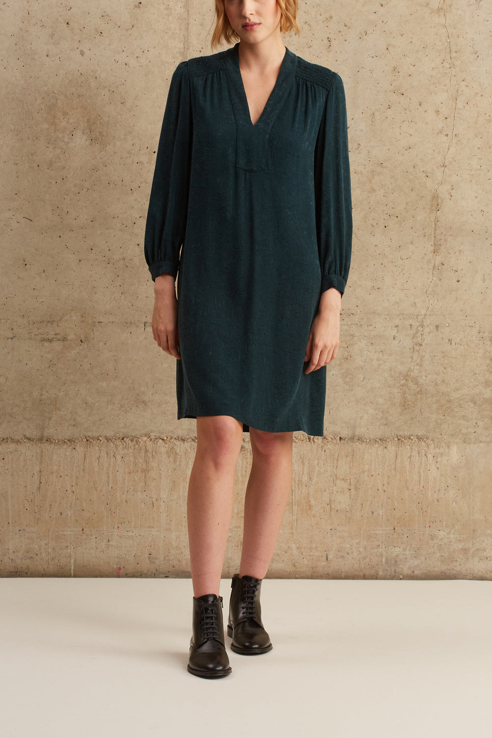 Robe trapèze à smocks - JAIMIE Faume - seconde main