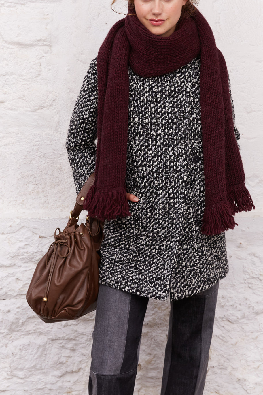 SIANA - Manteau ample en tweed de laine mélangée Faume - seconde main