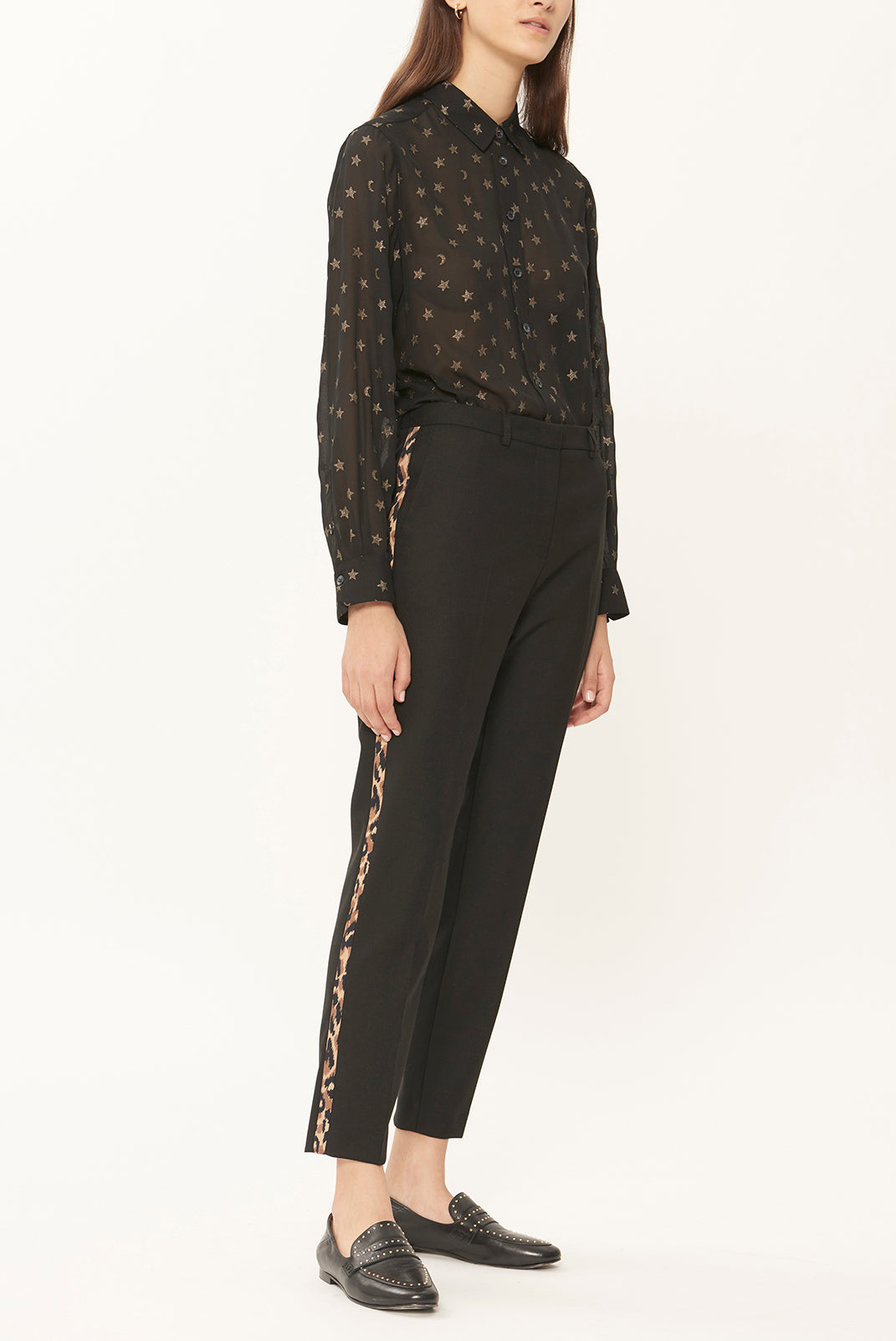 LOX - Pantalon droit 7/8 bandes léopard Faume - seconde main