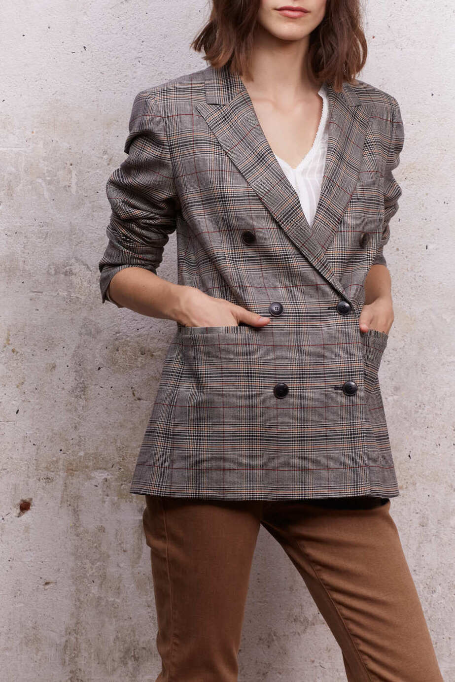 Veste de blazer à imprimé prince de galles - BONNIE Faume - seconde main