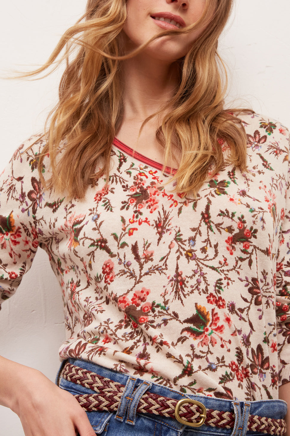 ELECTRA - Pull en lin imprimé Faume - seconde main