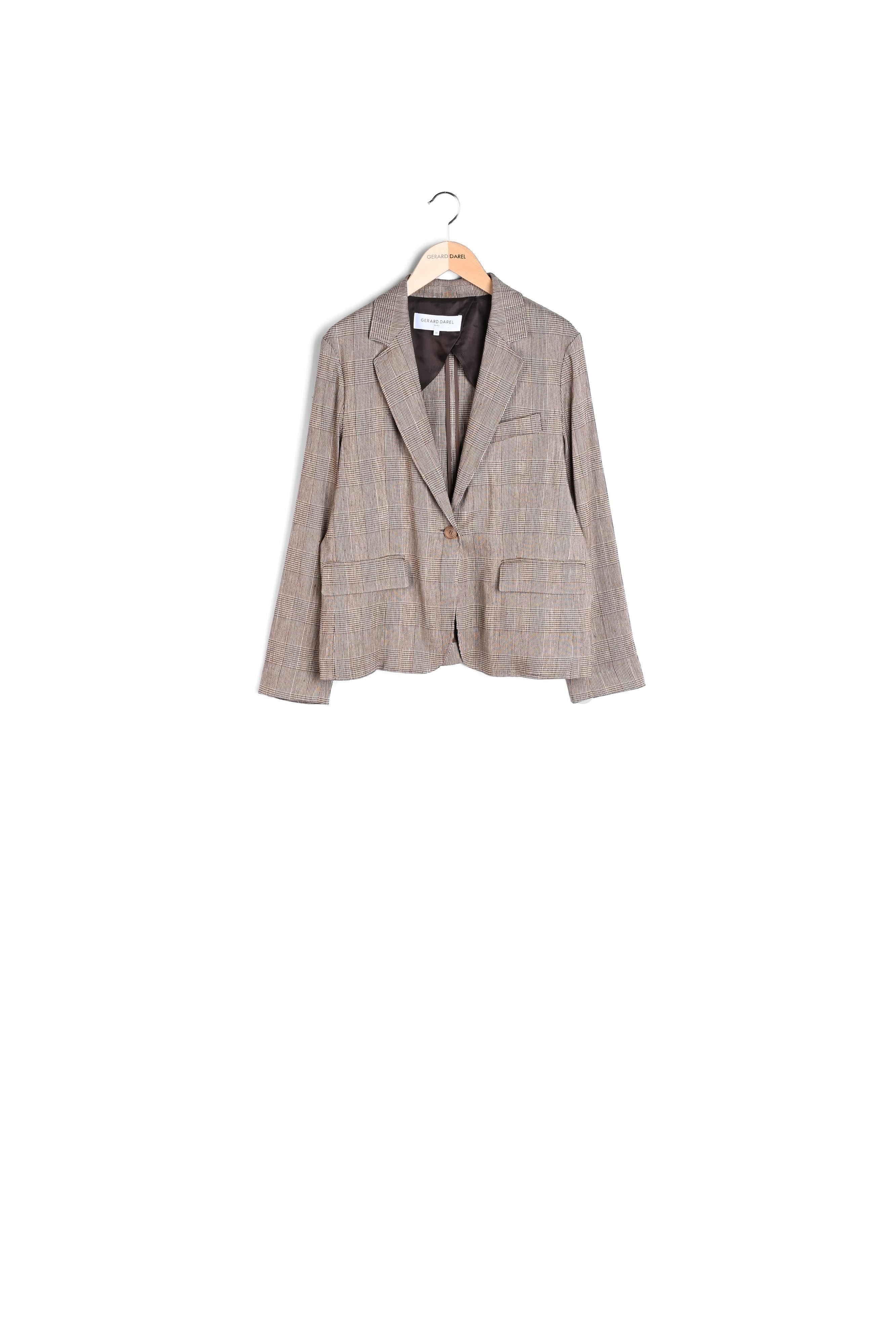 ALEXA - Veste de tailleur en lin imprimé prince de galles Faume - seconde main