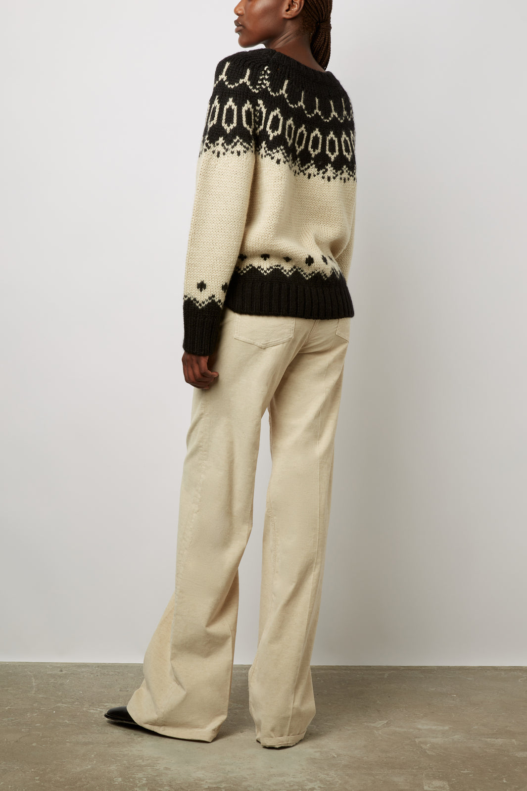 Pull d'hiver en laine mélangée et motifs bicolores - LOUNESS Faume - seconde main