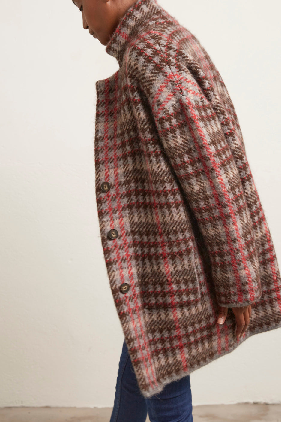 Manteau oversize en laine pied-de-coq Faume - seconde main