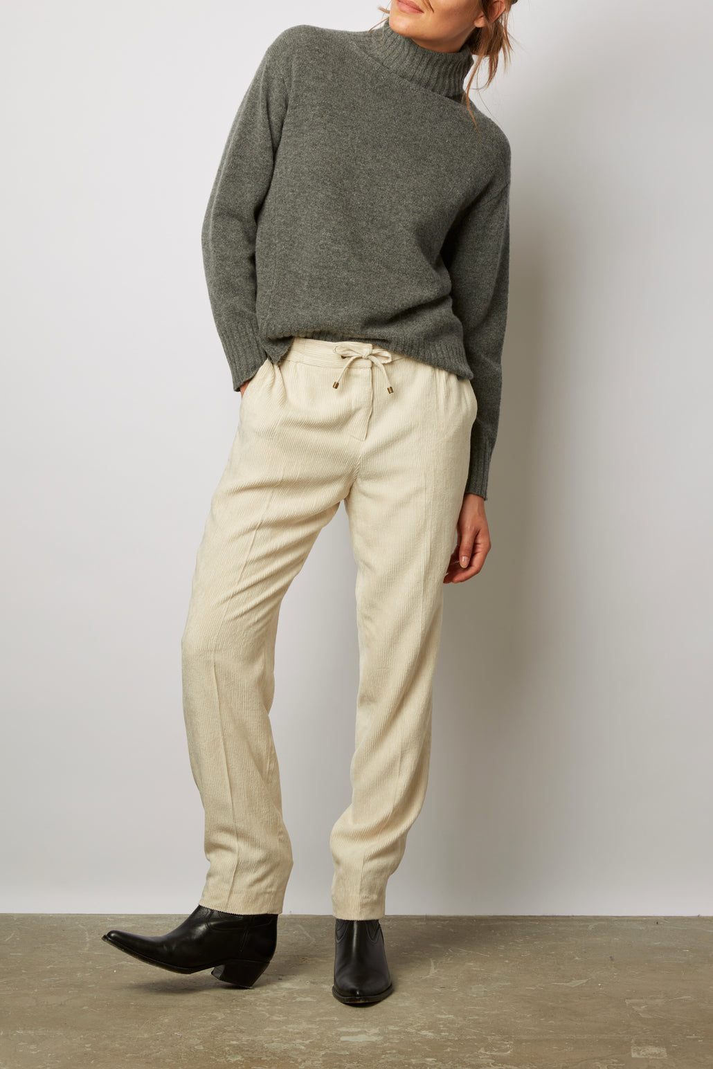 Pantalon fluide en velours côtelé - ELINDA Faume - seconde main