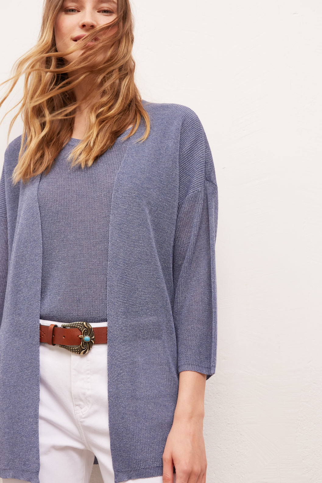 EULALIA - Gilet mi-long en coton fin Faume - seconde main