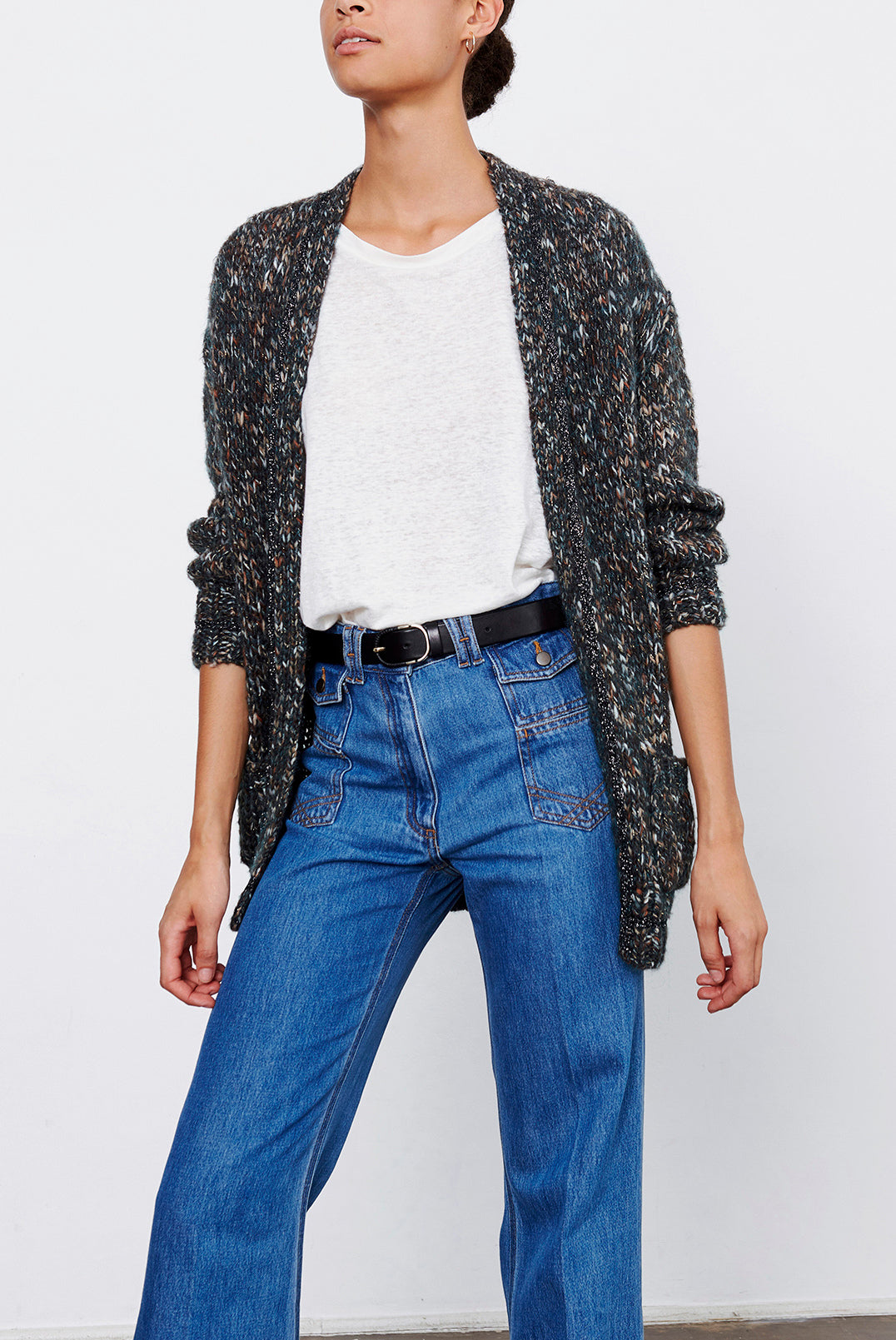 SAYA - Cardigan oversize en maille multicolore Faume - seconde main