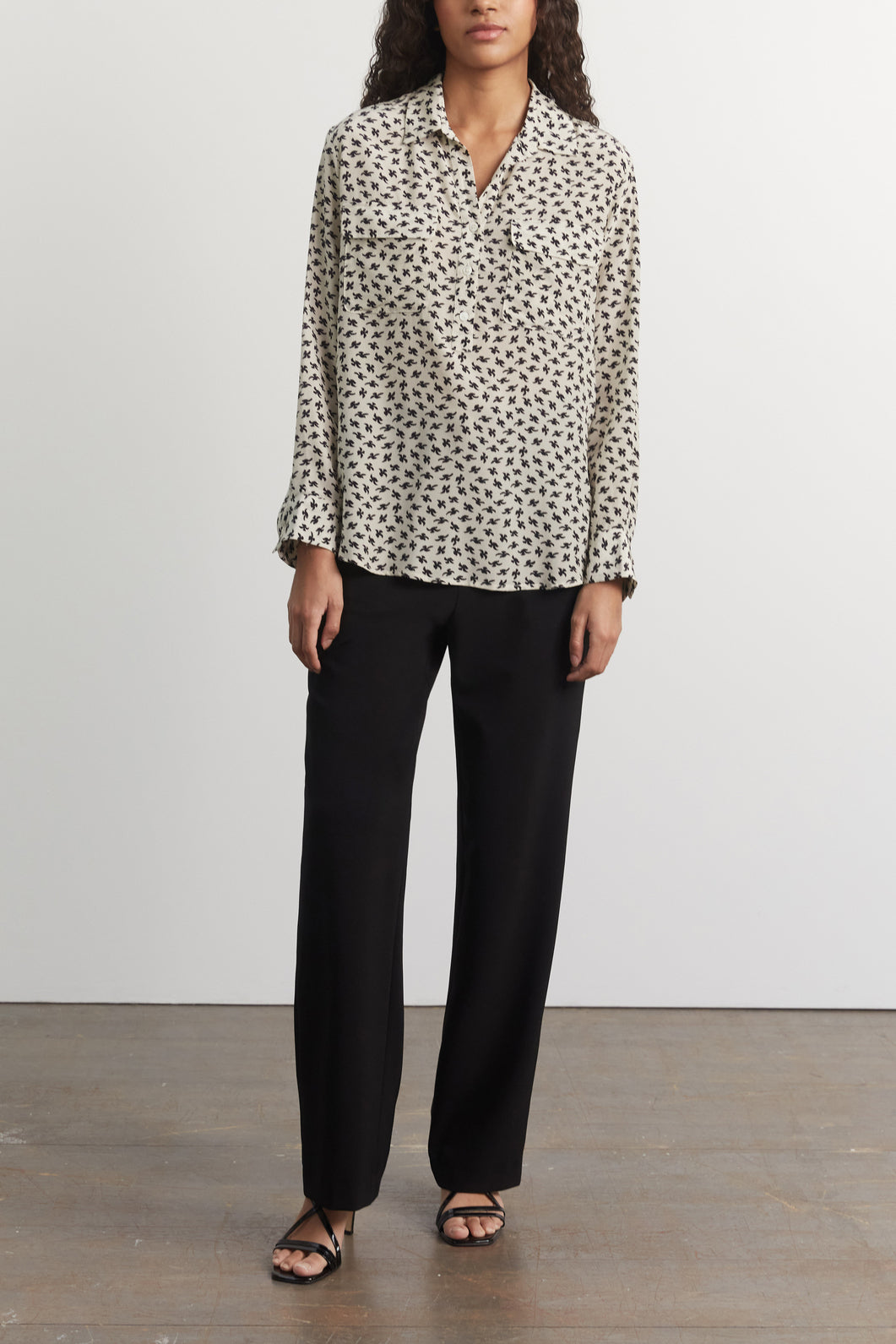 Blouse en soie imprimé oiseaux - CLEA Faume - seconde main