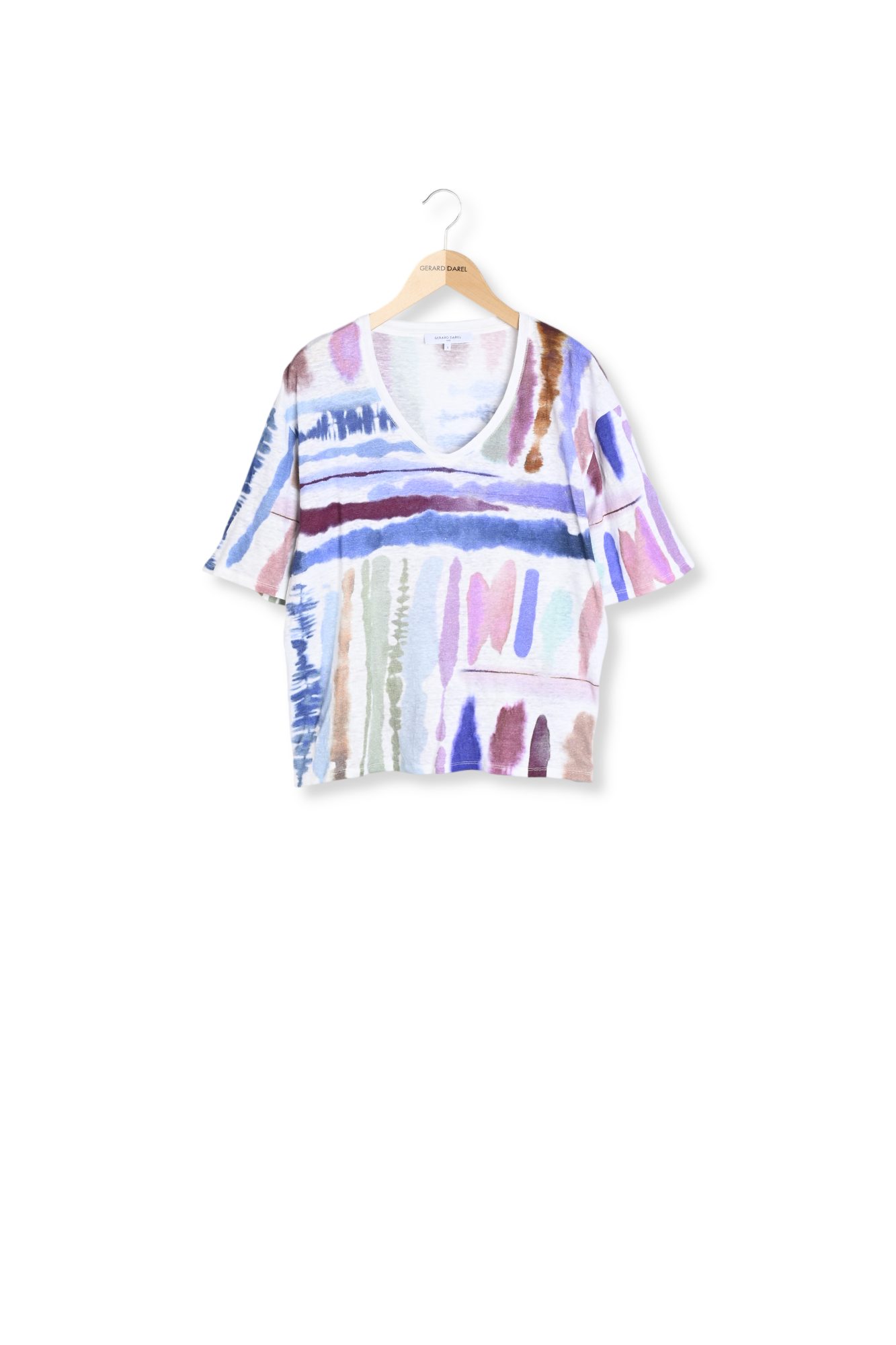 T-Shirt imprimé multicolore en lin - AENORA Faume - seconde main