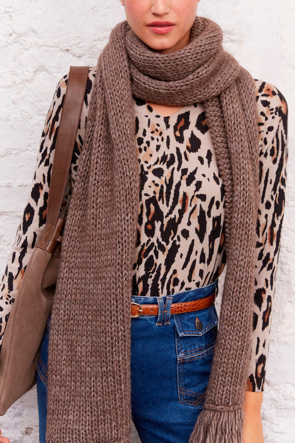 Pull V en laine imprimé léopard - LIAM Faume - seconde main