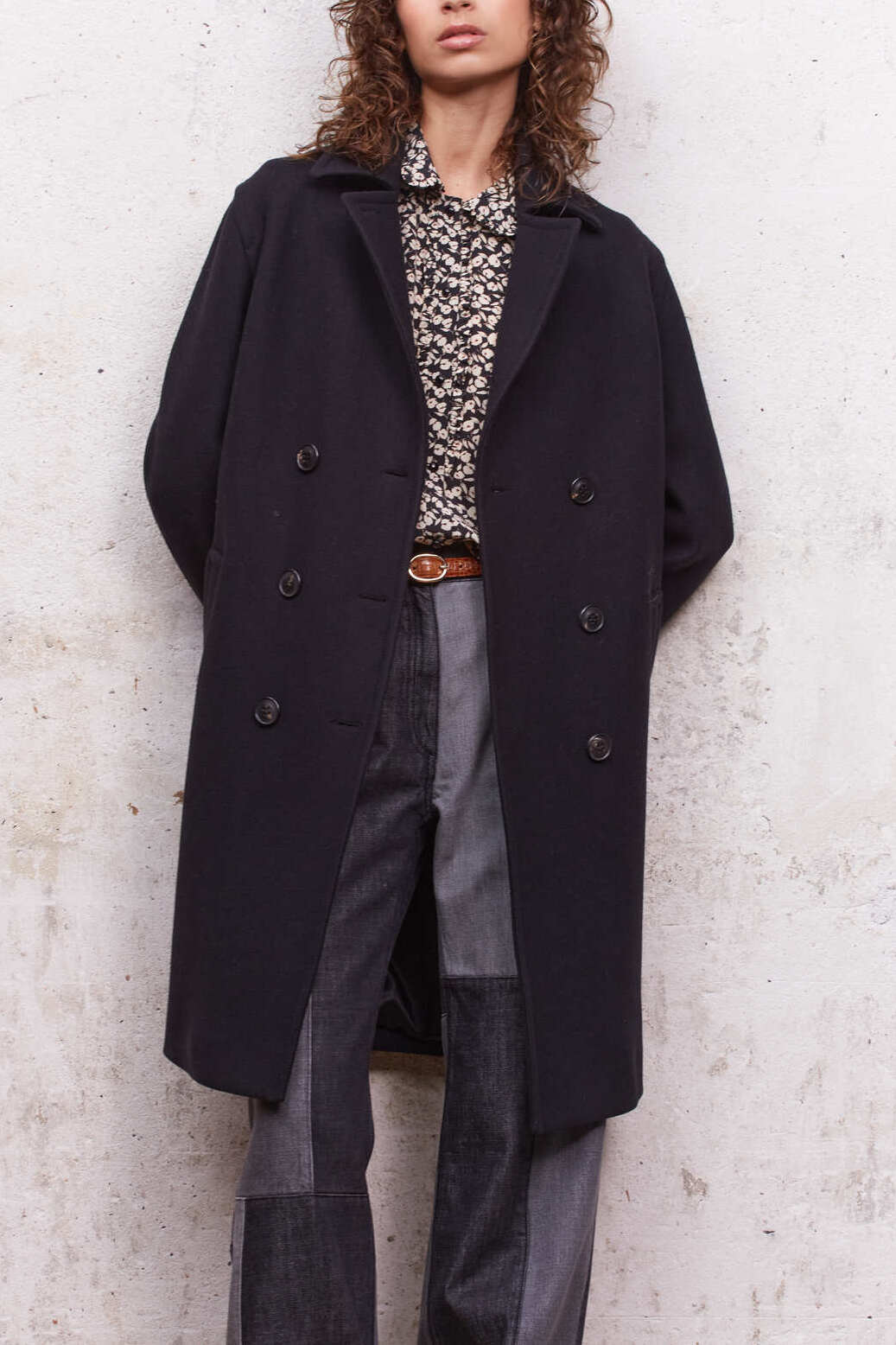 SILYA - Manteau droit en laine vierge Faume - seconde main