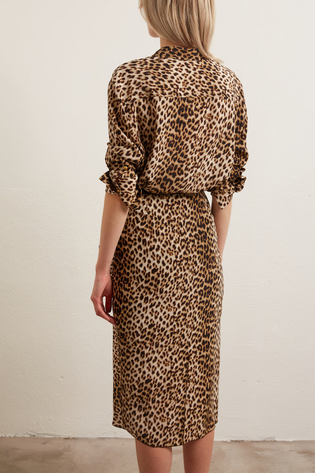 Jupe crayon en soie à imprimé animalier Faume - seconde main