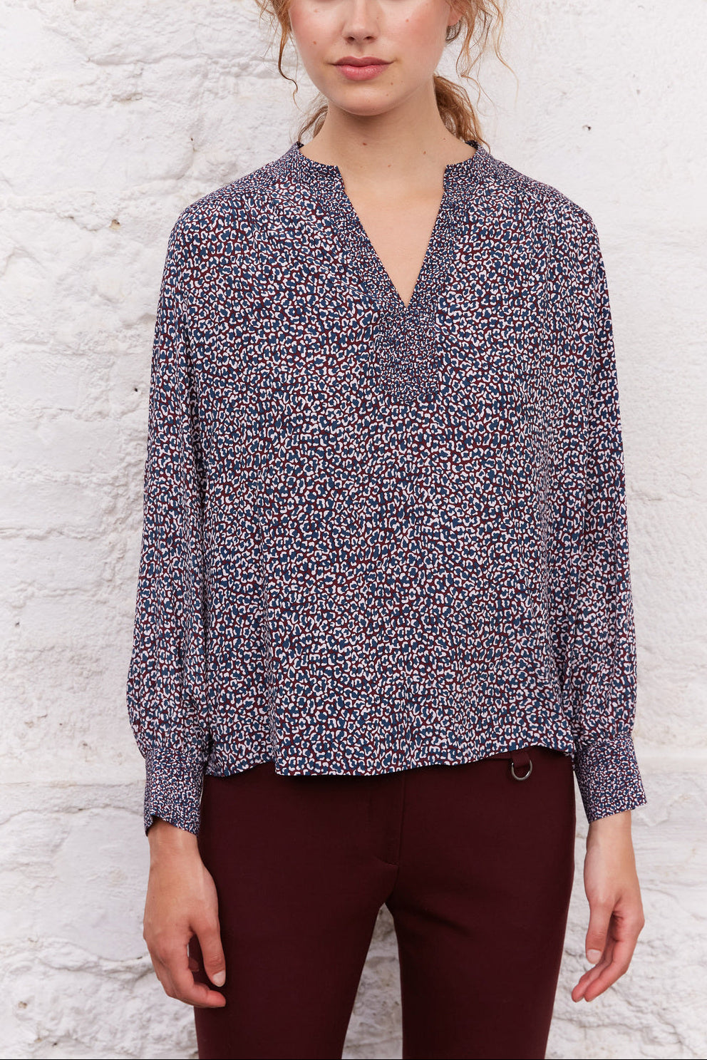 Blouse V à motif léopard - CEZANNE Faume - seconde main