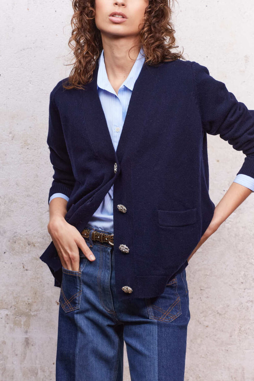 Gilet en laine et cachemire avec boutons bijoux - LEXANE Faume - seconde main