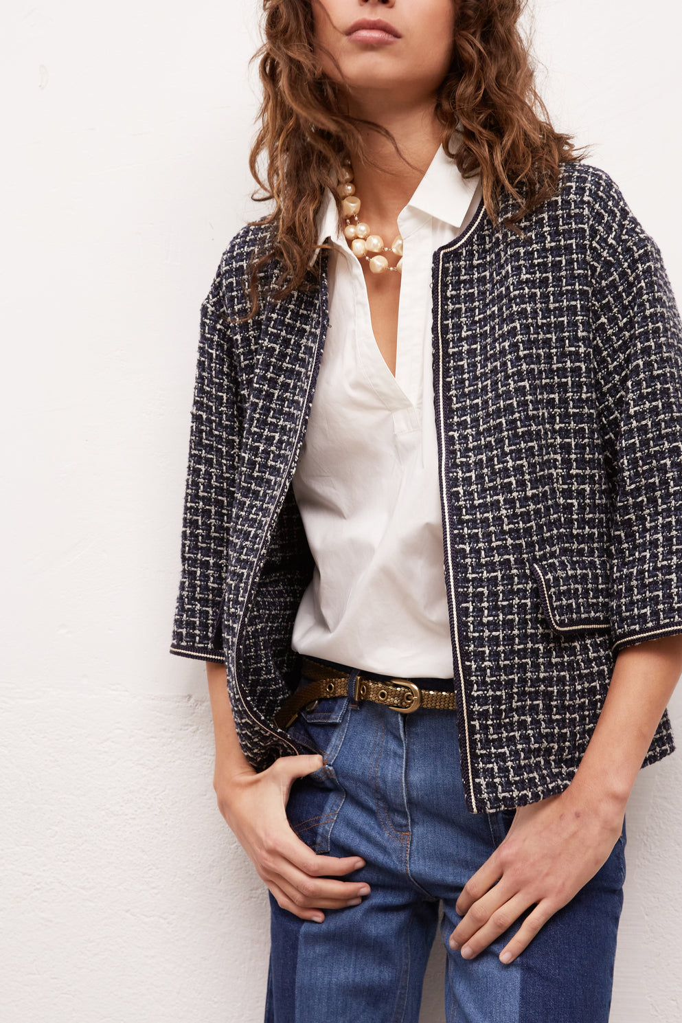 AGOSTINA - Veste courte en tweed Faume - seconde main