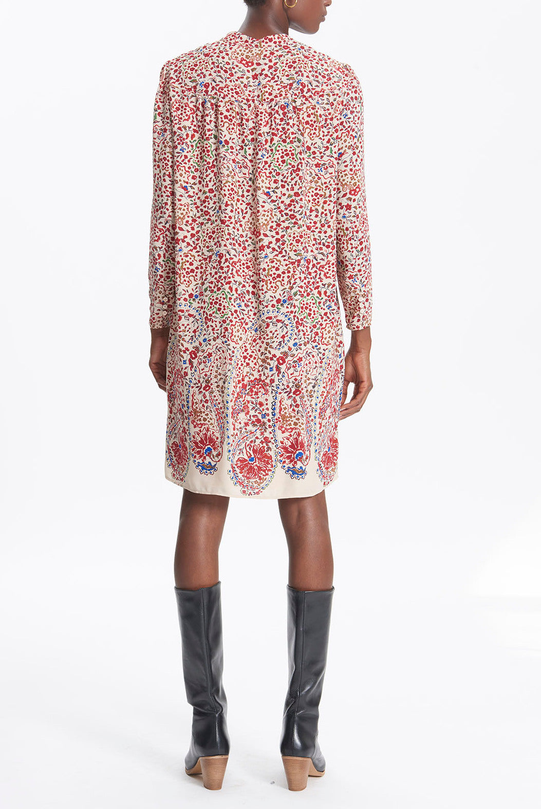 DALI - Robe en crêpe imprimé floral Faume - seconde main