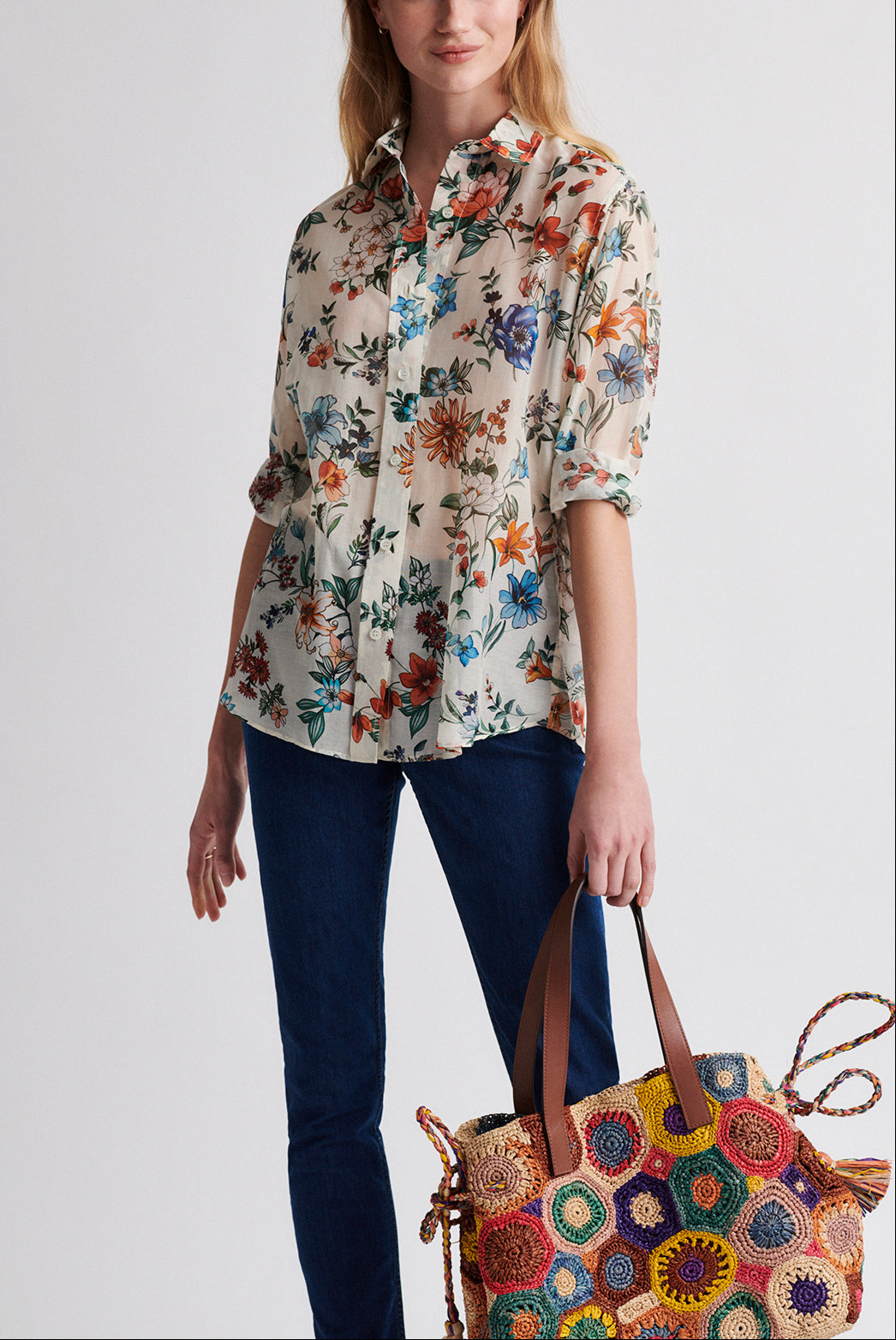 NESSA - Chemise fluide à imprimé floral Faume - seconde main