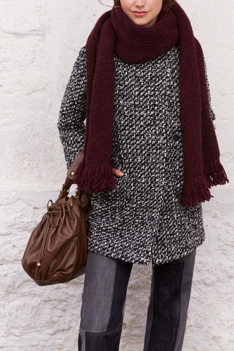 SIANA - Manteau ample en tweed de laine mélangée Faume - seconde main