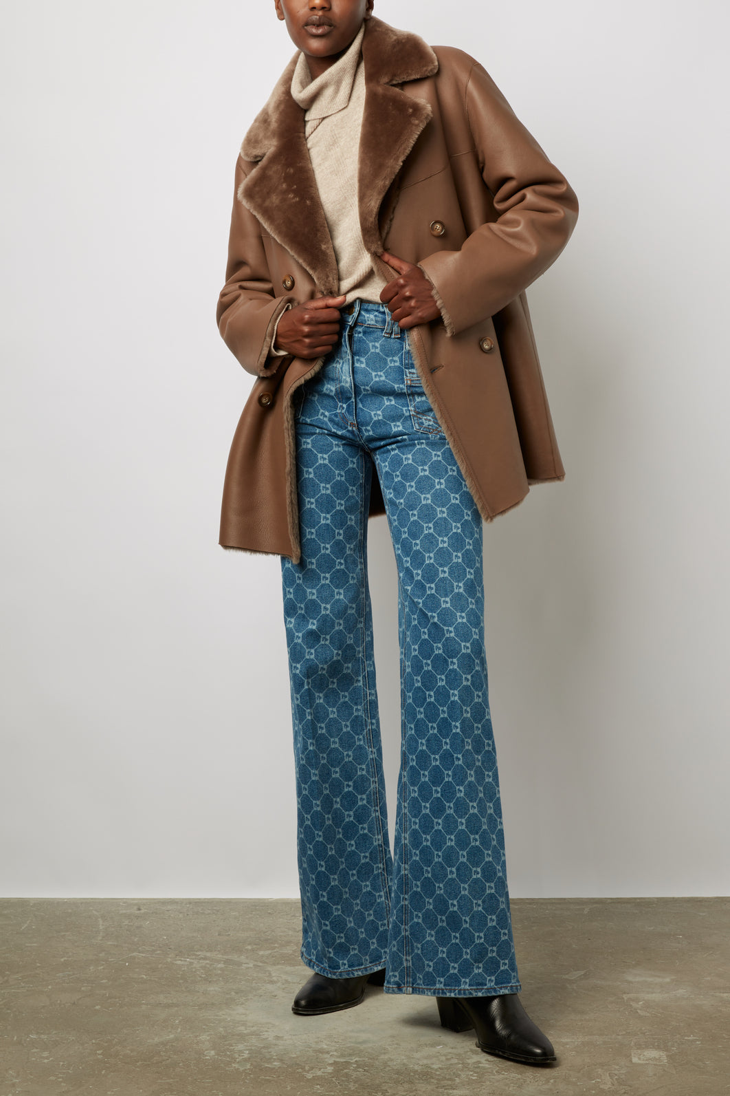 Manteau court réversible en peau lainée - MARLON Faume - seconde main