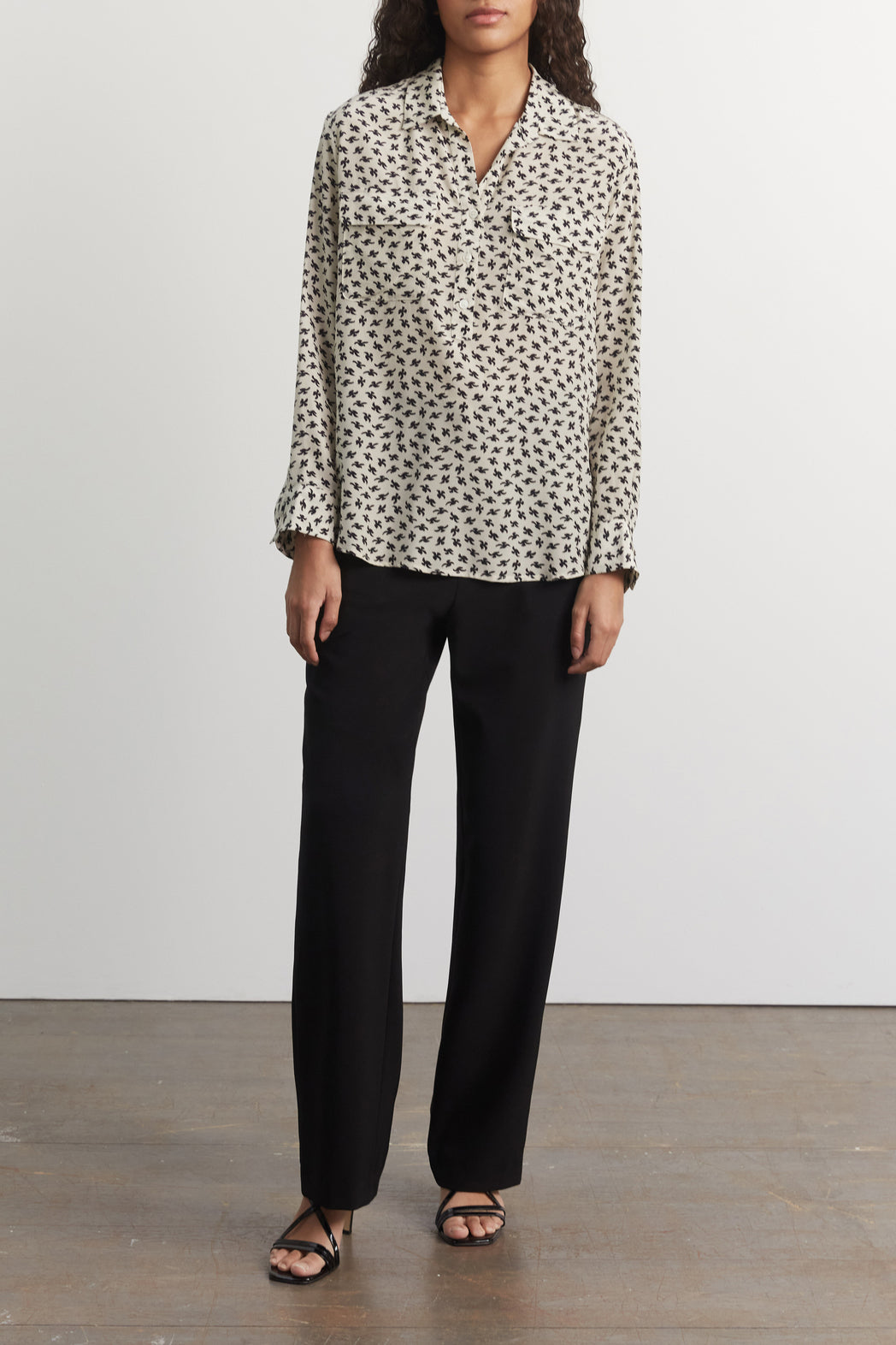 Blouse en soie imprimé oiseaux - CLEA Faume - seconde main