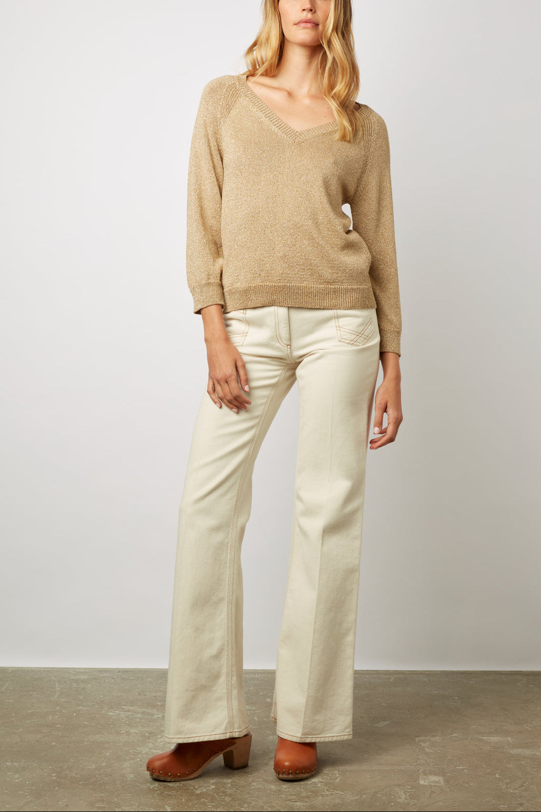 Pull col V en maille lurex - LOUANGE Faume - seconde main