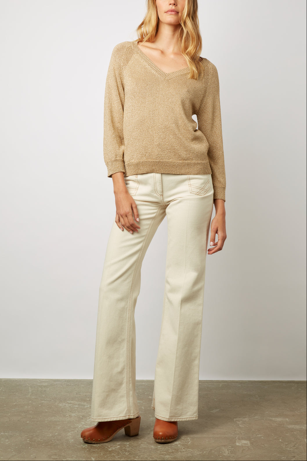 Pull col V en maille lurex - LOUANGE Faume - seconde main