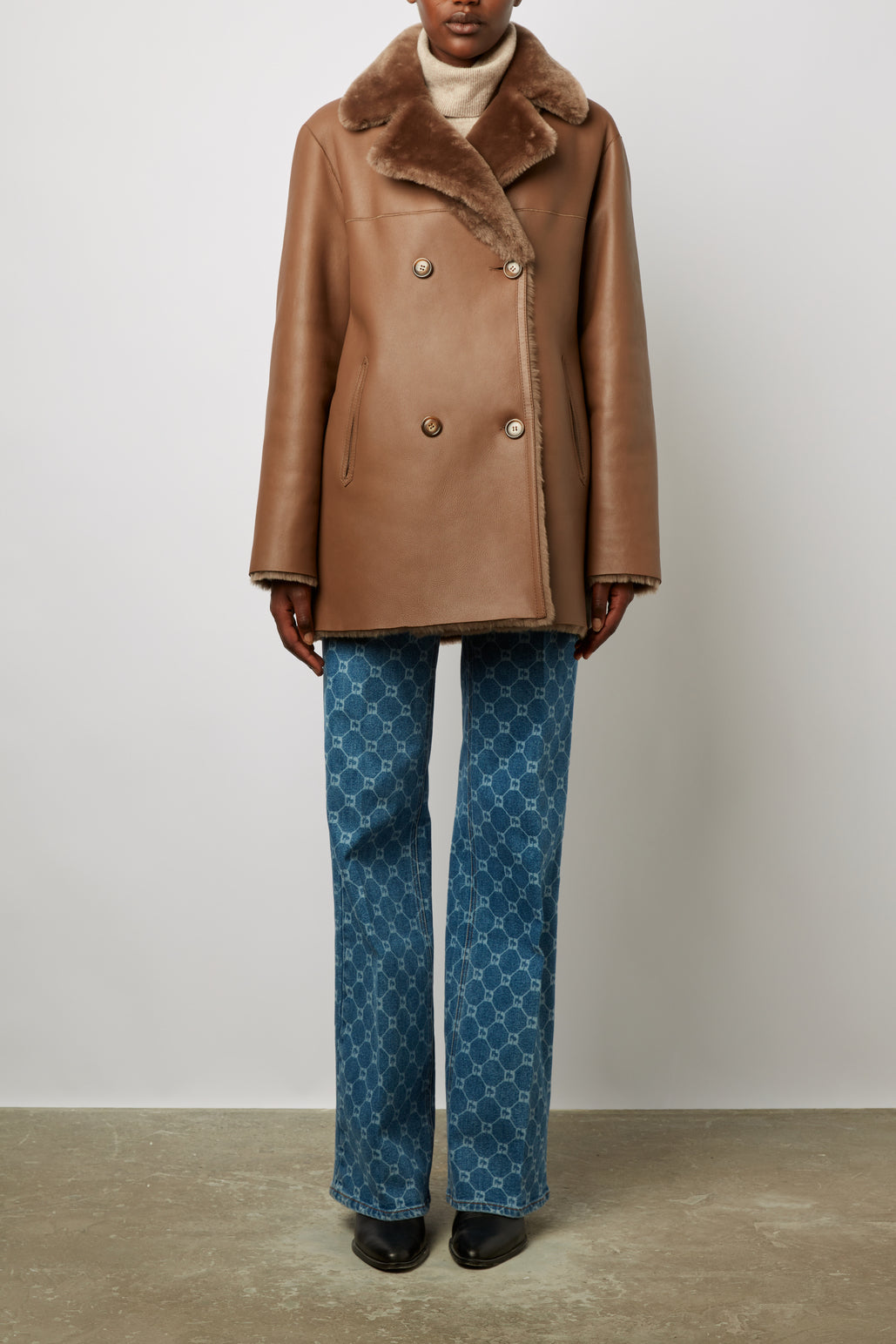 Manteau court réversible en peau lainée - MARLON Faume - seconde main