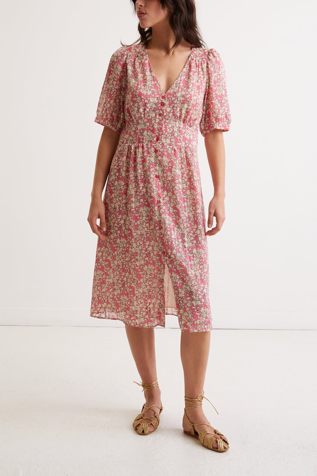 Robe mi-longue à fleurs - JAMES Faume - seconde main