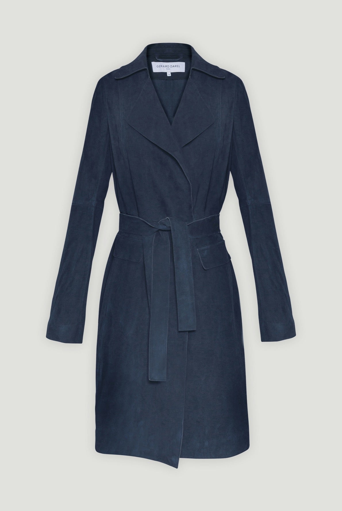 OLWENN - Manteau ceinturé en cuir Faume - seconde main