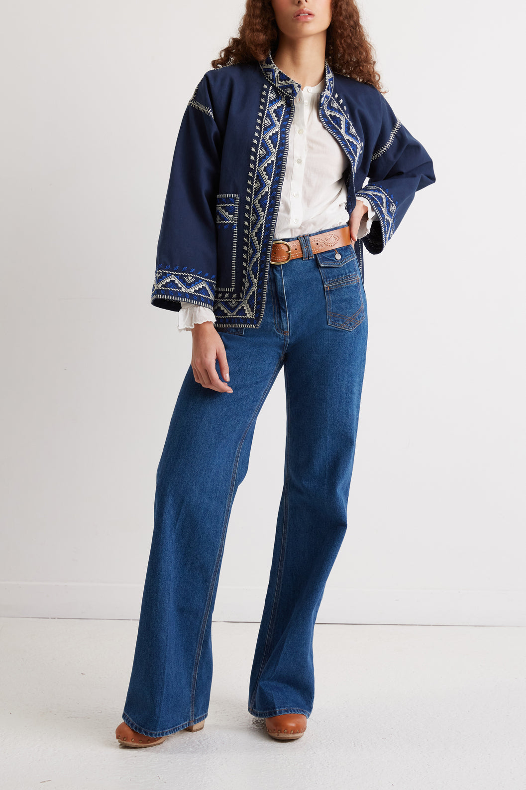 Veste brodée en 100% coton - ESMA Faume - seconde main