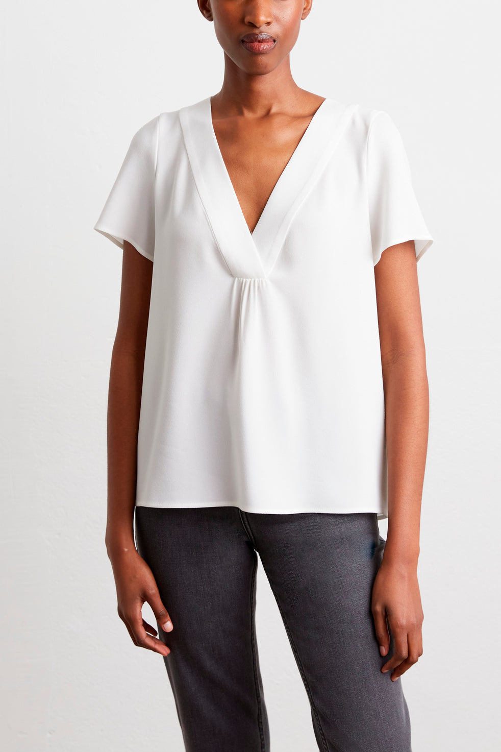 Blouse col V unie - CERES Faume - seconde main